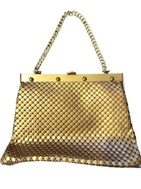 Vintage 1940s 50s Whiting Davis Gold Metal Mesh Evening Handbag USA Glamour